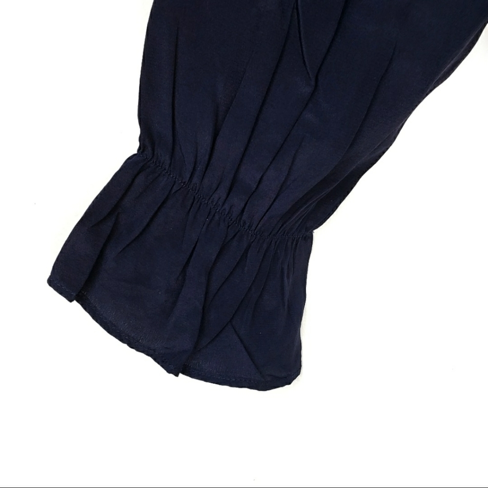 Walter Baker Navy Silk Boho Kelsey Peasant Top XS - Picture 5 of 7